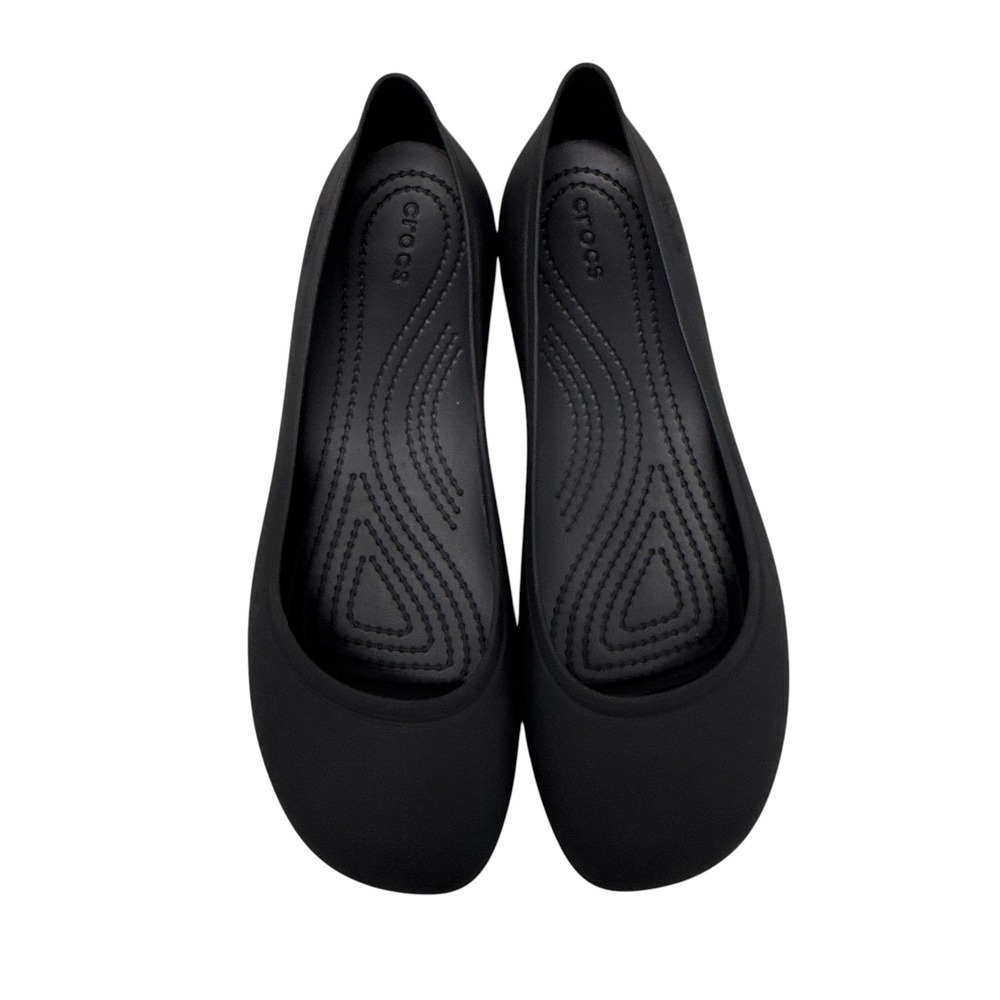 Crocs Brooklyn Black Slip On Ballet Shoes Womens Work Professional Comfort Light - Picture 5 of 9
